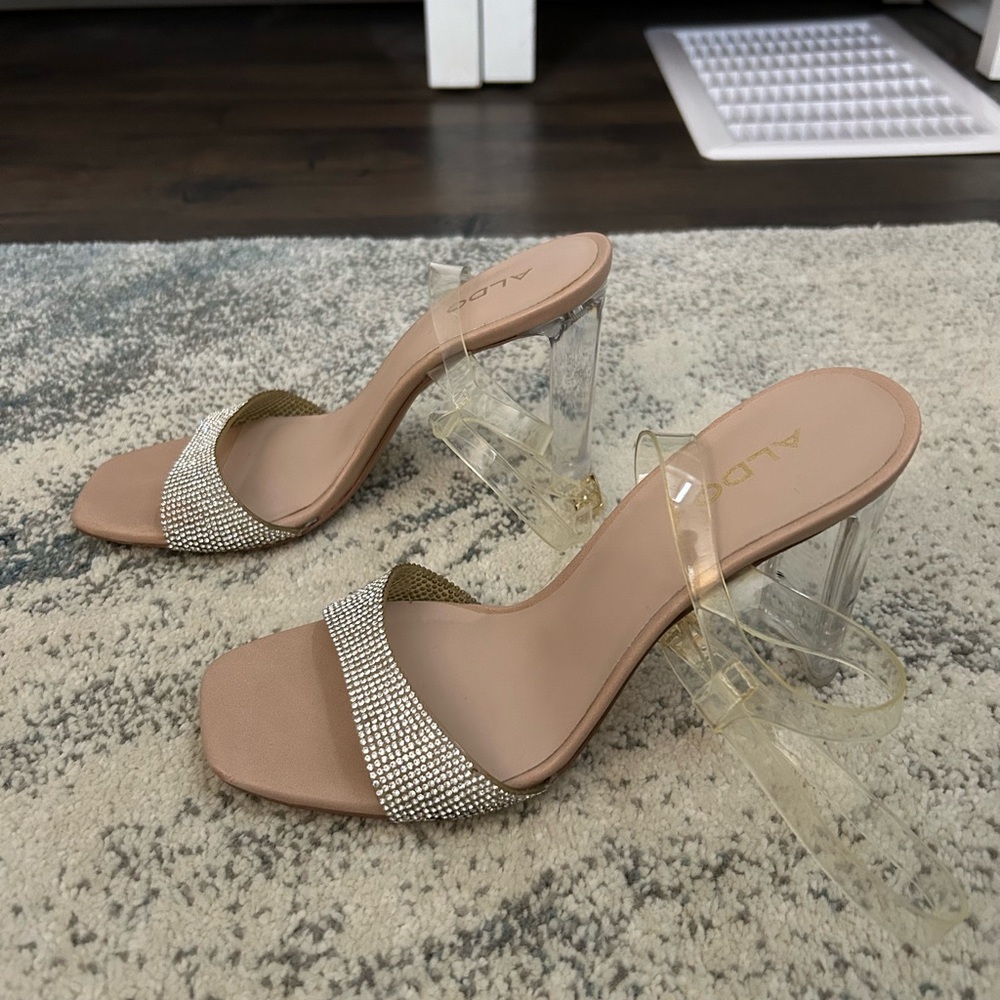 ALDO Women's Beige and Silver Heels